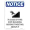 Signmission OSHA Notice Sign, In Case Of Fire Exit With Symbol, 10in X 7in Rigid Plastic, 7"W, 10" L, Portrait OS-NS-P-710-V-13674 - alternate 1